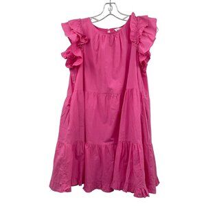 &merci Womens Tiered Dress Ruffle Sleeve Pink Size Medium